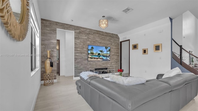 living room with light wood-type flooring