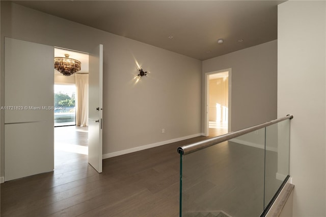 hall featuring dark wood-type flooring