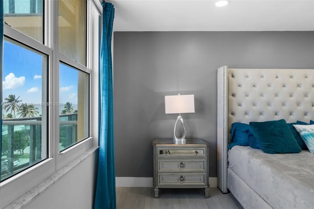 bedroom featuring light hardwood / wood-style flooring