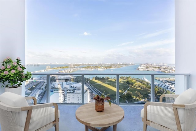 balcony with a water view