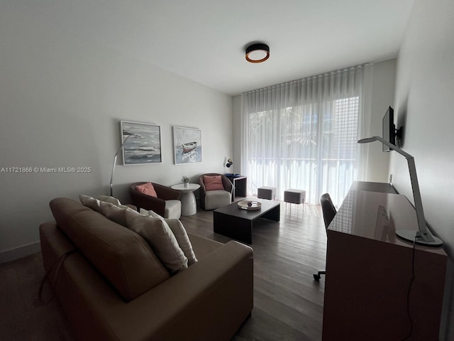 living room featuring dark hardwood / wood-style flooring