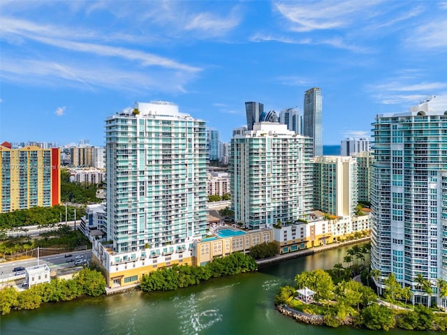 view of city with a water view