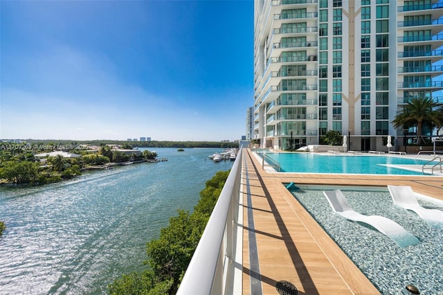 pool featuring a water view