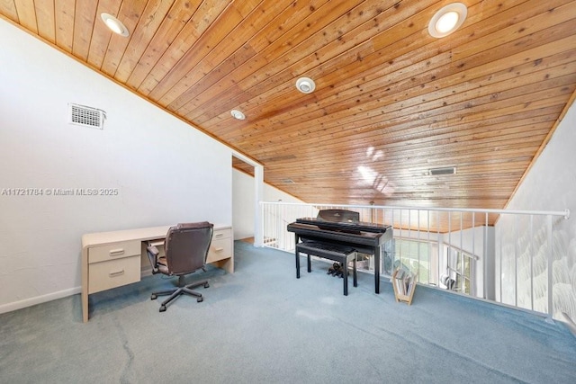 11340 SW 1st St, Coral Springs, FL 33071 - office featuring carpet flooring, visible vents, and wood ceiling