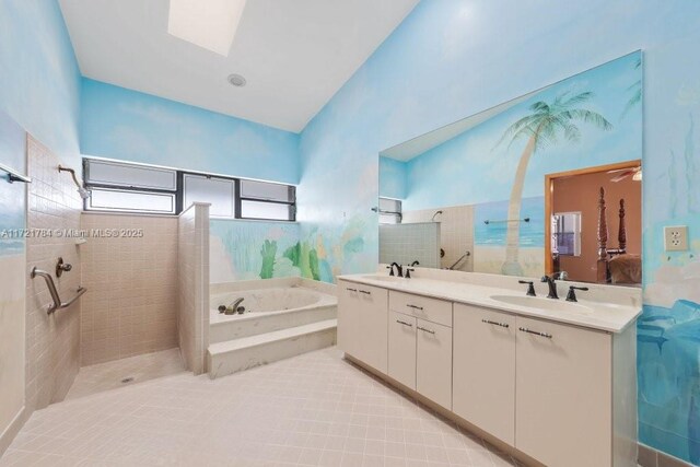 11340 SW 1st St, Coral Springs, FL 33071 - ensuite bathroom featuring a sink, double vanity, ensuite bath, walk in shower, and a garden tub