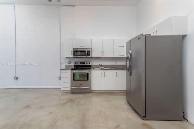 kitchen with sink, white cabinets, and stainless steel appliances