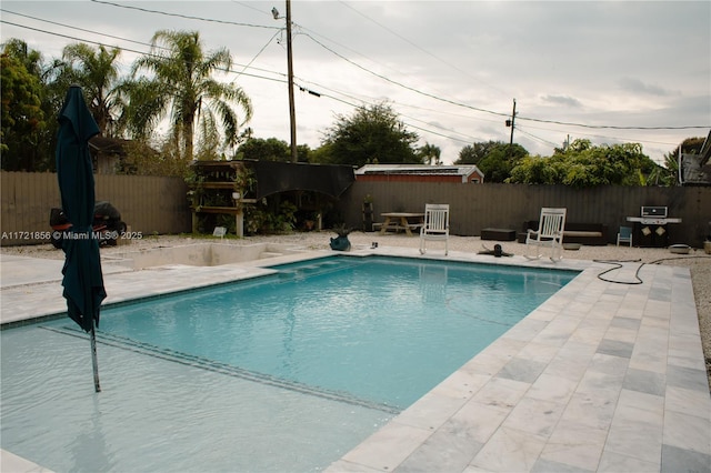 view of swimming pool featuring a patio