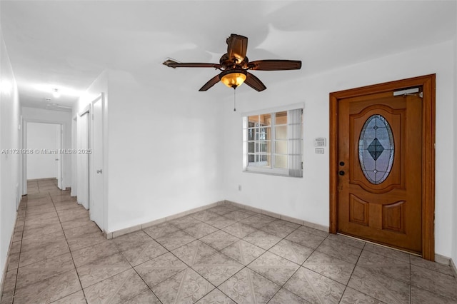 entryway featuring ceiling fan