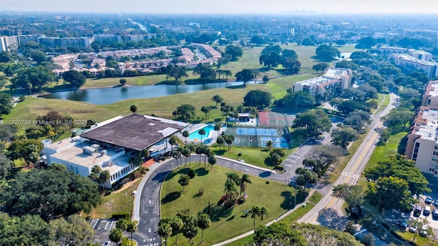 bird's eye view featuring a water view