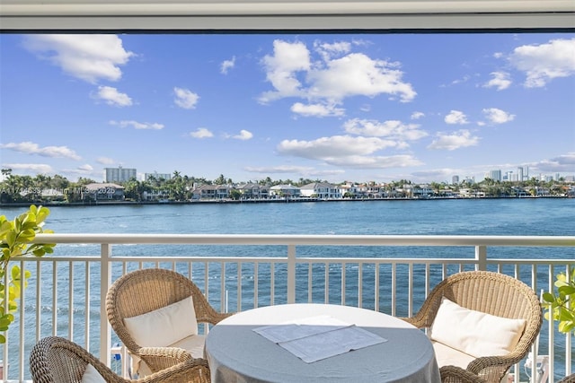 balcony with a water view