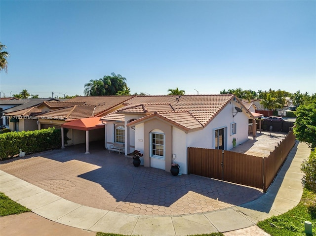 view of front of home with a patio