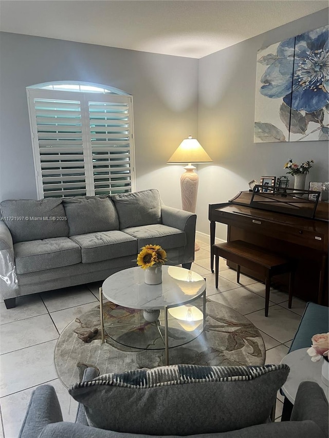 view of tiled living room