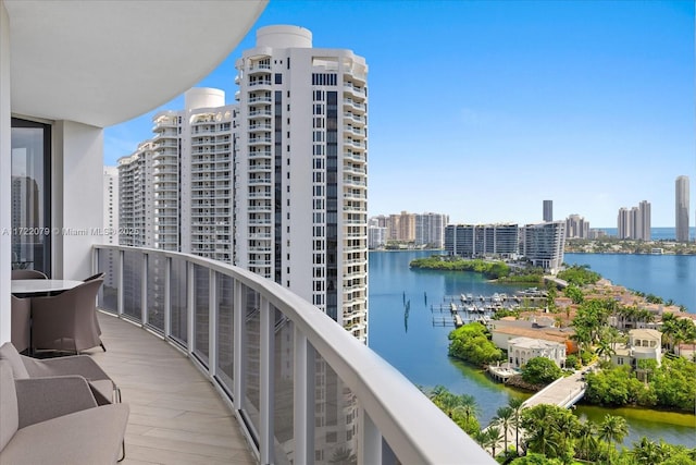 balcony with a water view