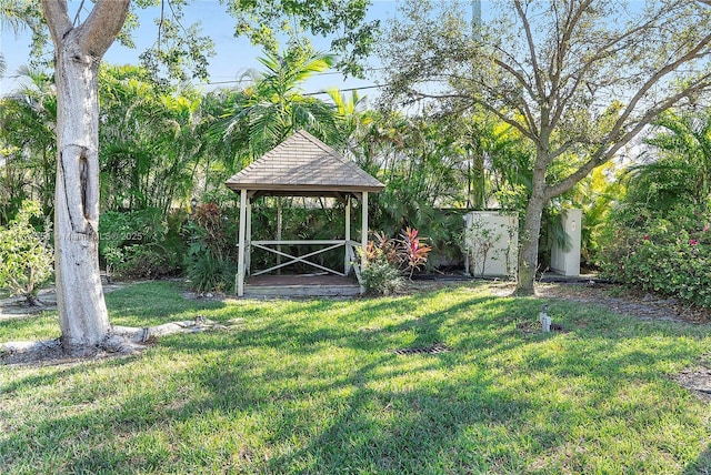 view of yard with a gazebo