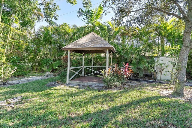 view of yard with a gazebo