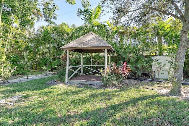 view of yard with a gazebo