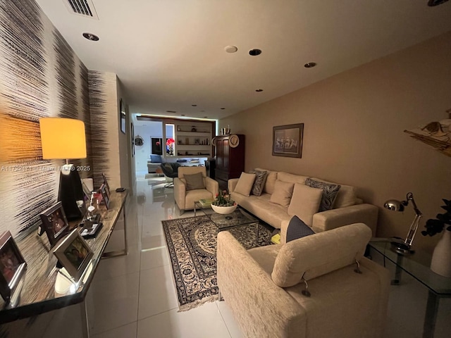 view of tiled living room