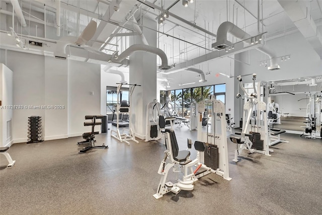 gym featuring a high ceiling