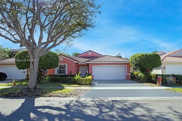 view of front of property with a garage