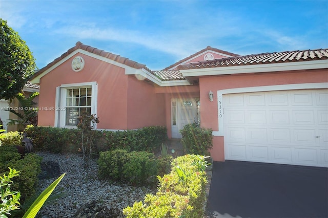 view of front of property with a garage