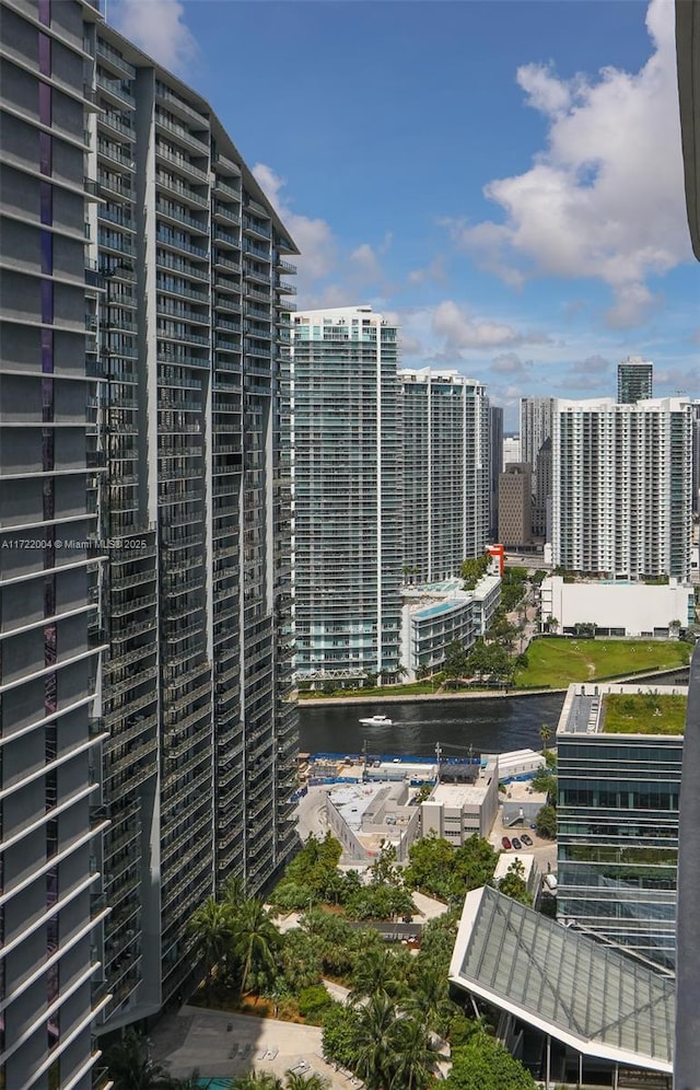 property's view of city featuring a water view