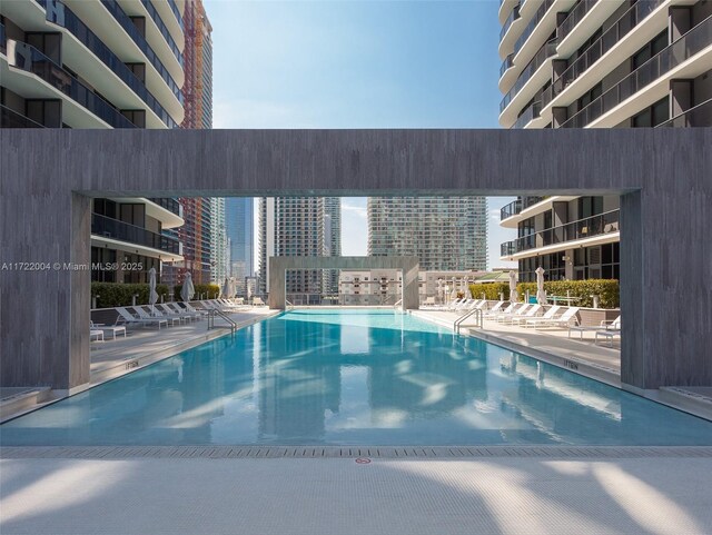 view of pool with a patio area