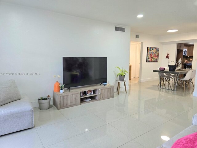 view of tiled living room