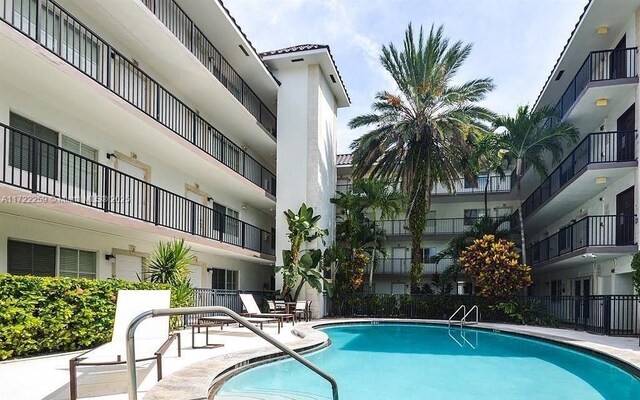 view of swimming pool featuring a patio