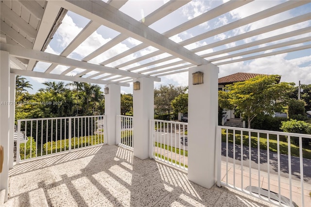 view of patio featuring a pergola