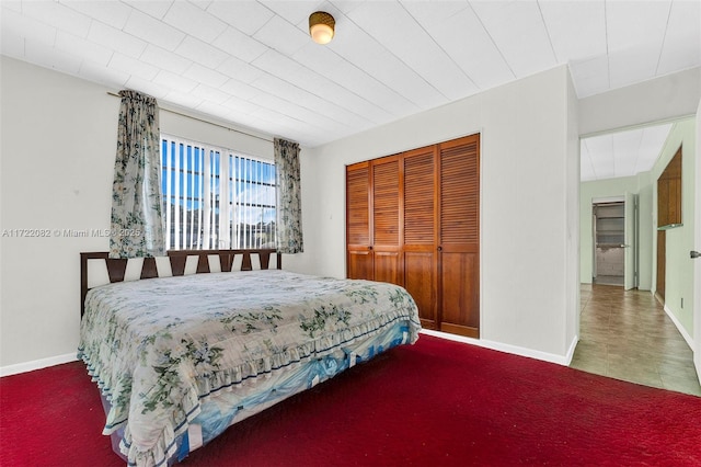 bedroom with a closet and carpet