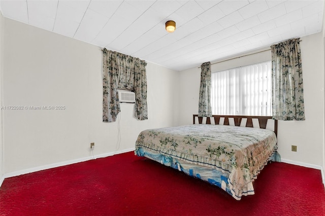 bedroom featuring carpet flooring and cooling unit