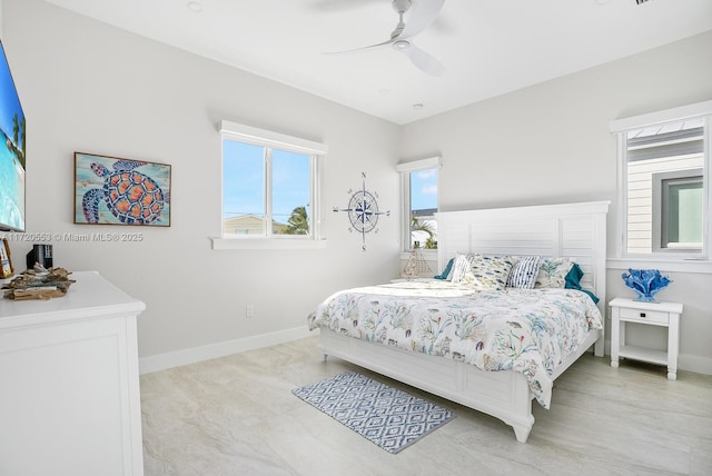 bedroom featuring ceiling fan