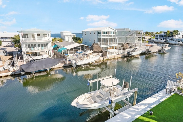 view of dock featuring a water view