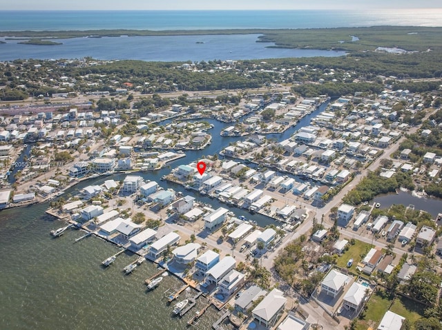 bird's eye view featuring a water view