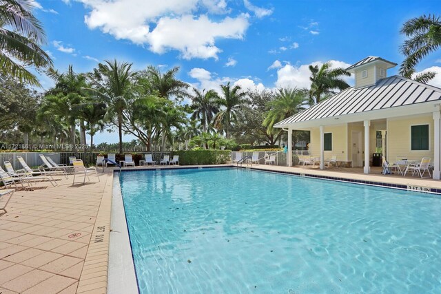 view of swimming pool with a patio