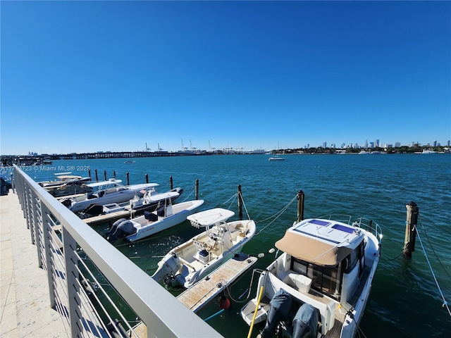 dock area featuring a water view