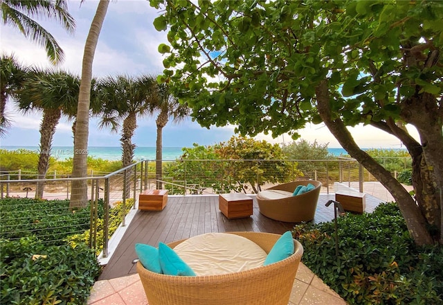 balcony featuring a water view