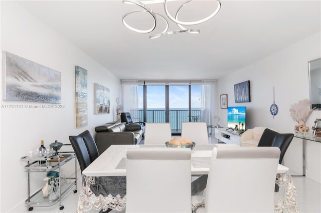 dining space with floor to ceiling windows