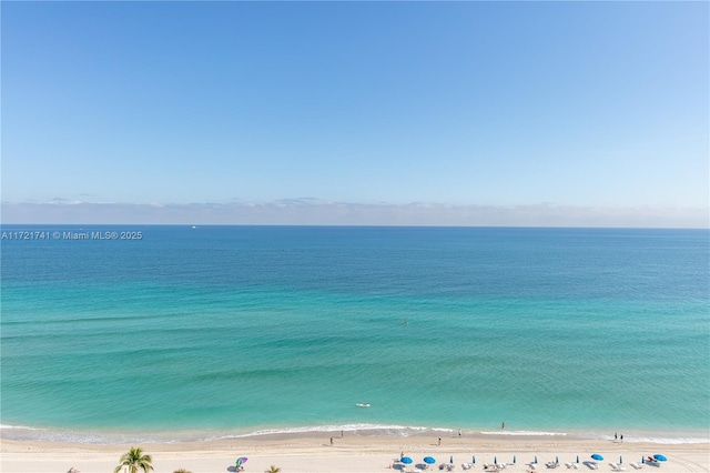 view of water feature featuring a beach view