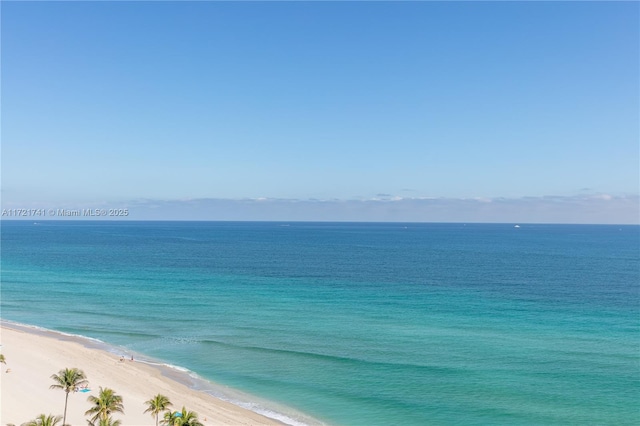 view of water feature with a view of the beach