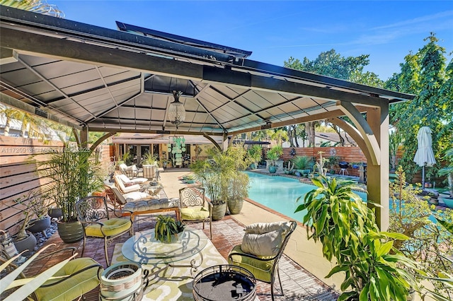 view of patio / terrace featuring a gazebo