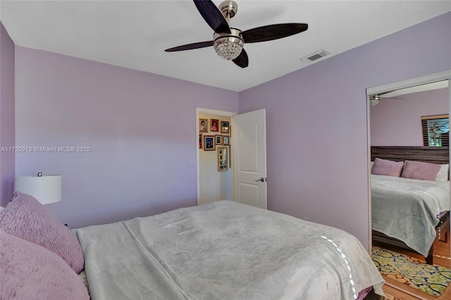 bedroom featuring ceiling fan