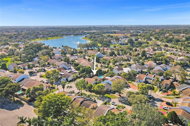 bird's eye view featuring a water view