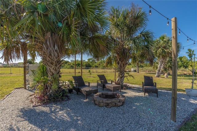 exterior space with a fire pit