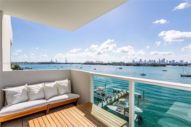 balcony with a water view