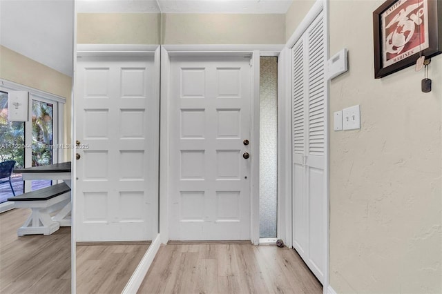 foyer with light hardwood / wood-style floors