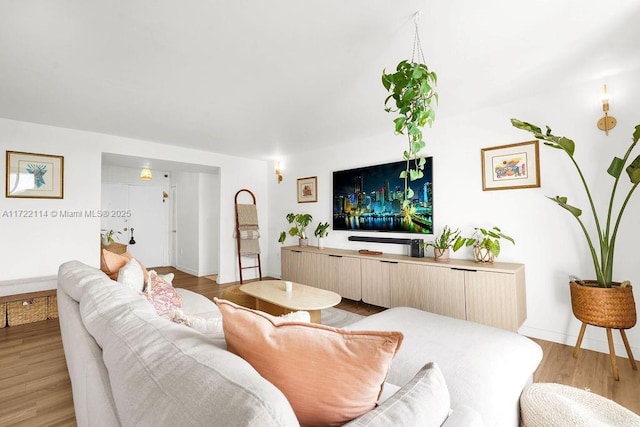 living room featuring light hardwood / wood-style floors