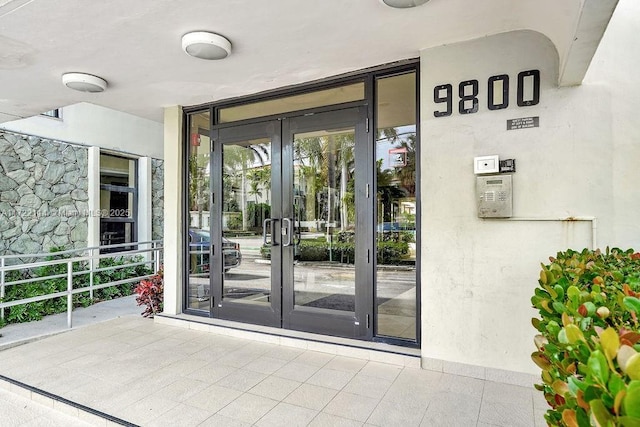 view of exterior entry with french doors