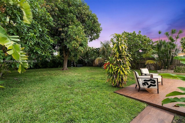 view of yard at dusk