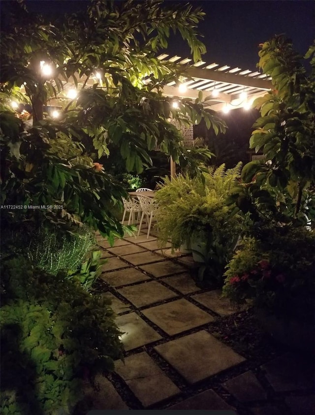 view of patio at twilight